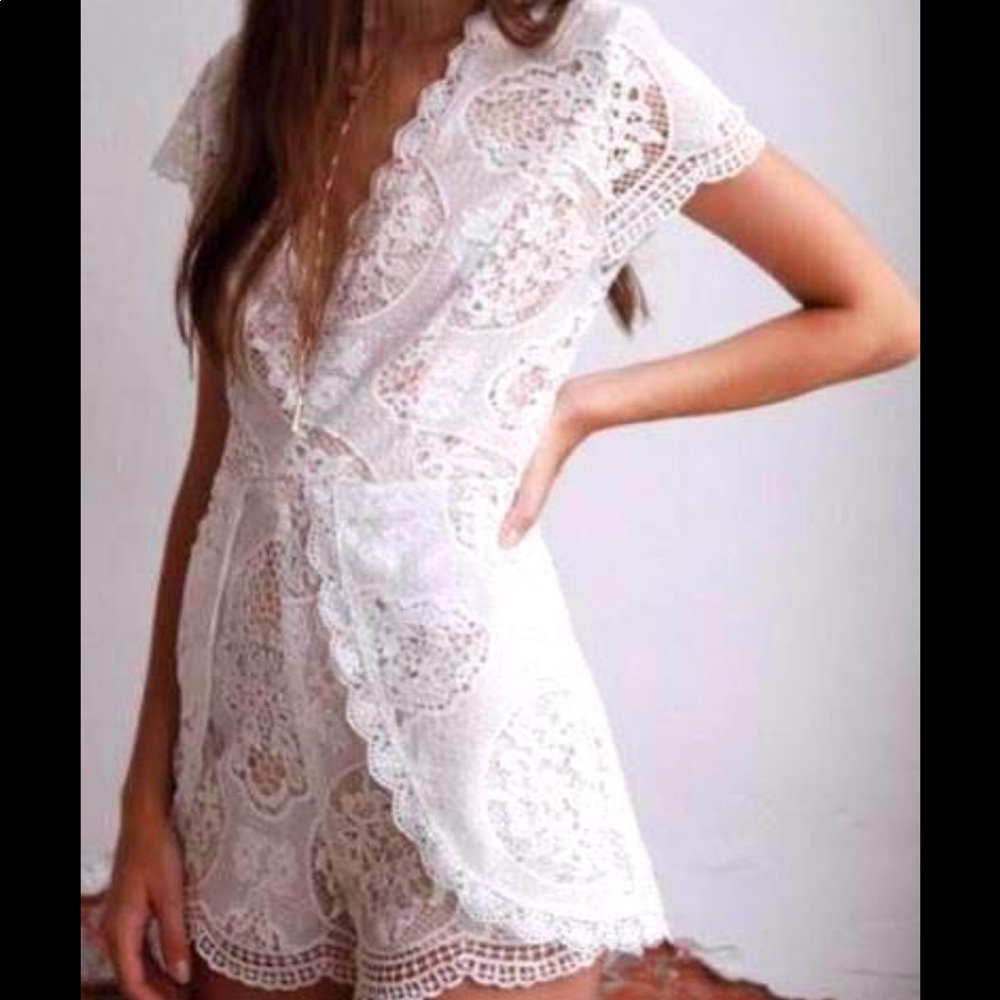 American threads white and cream romper